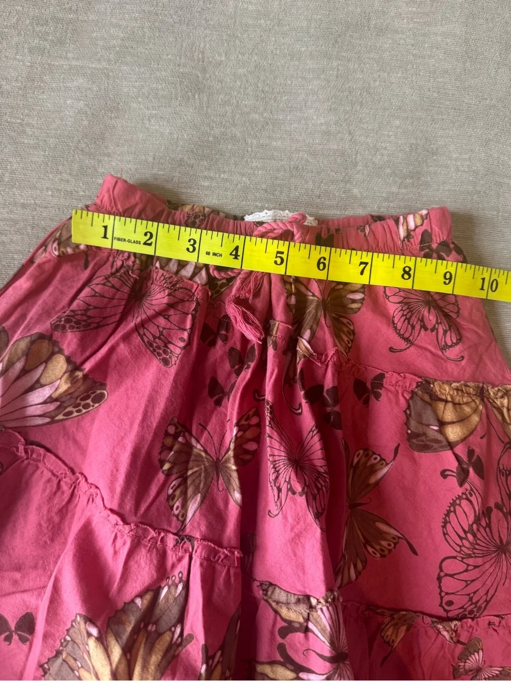 Gap Kids Butterfly Print Tiered Boho Skirt Pink Size S (6-7) Cotton Cottagecore